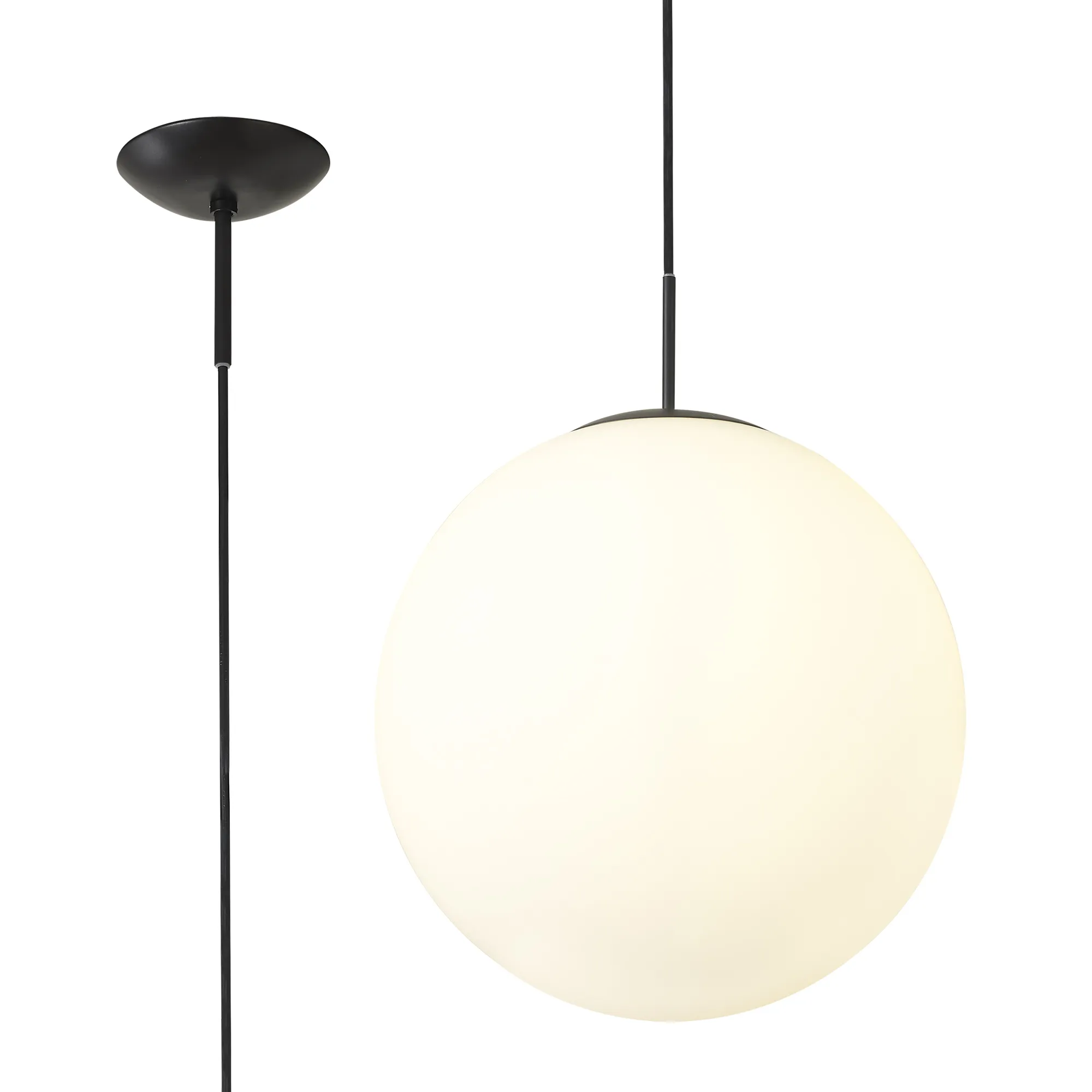 D0651  Miranda 40cm Glass Pendant 1 Light Matt Black